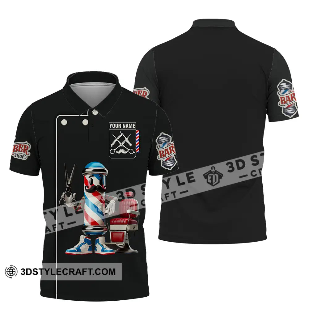 Unisex Shirt - Custom Text Barber Shop Polo / S T-Shirt