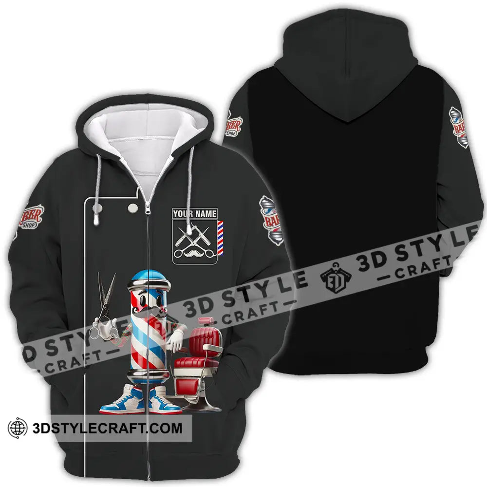 Unisex Shirt - Custom Text Barber Shop Zipper Hoodie / S T-Shirt