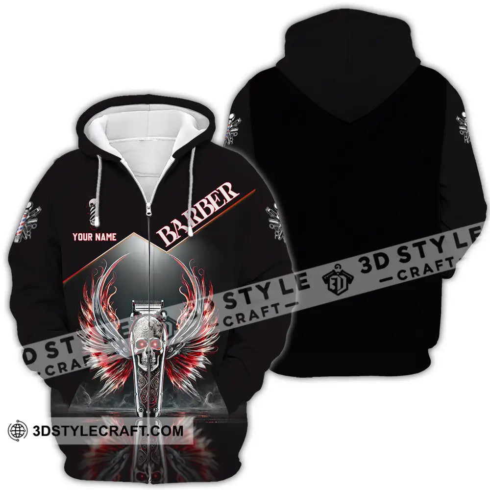Unisex Shirt - Custom Text Barber Zipper Hoodie / S T-Shirt