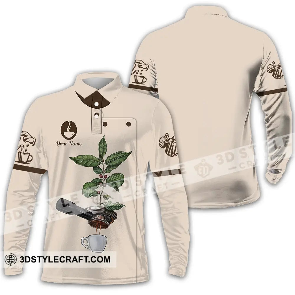 Unisex Shirt - Custom Text Shirt Barista Shirt Long Sleeve Polo / S T-shirt