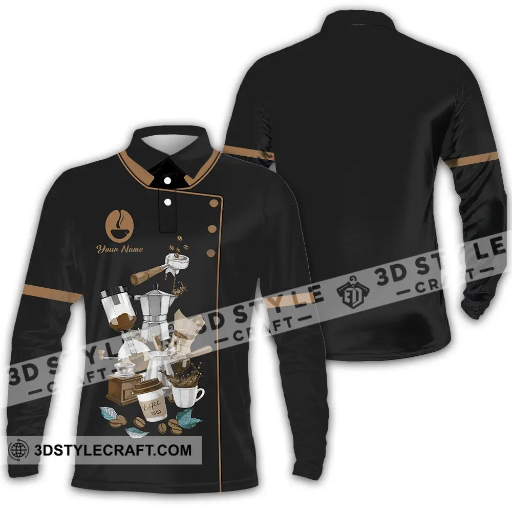 Unisex Shirt - Custom Text Shirt Barista Shirt Long Sleeve Polo / S T-shirt