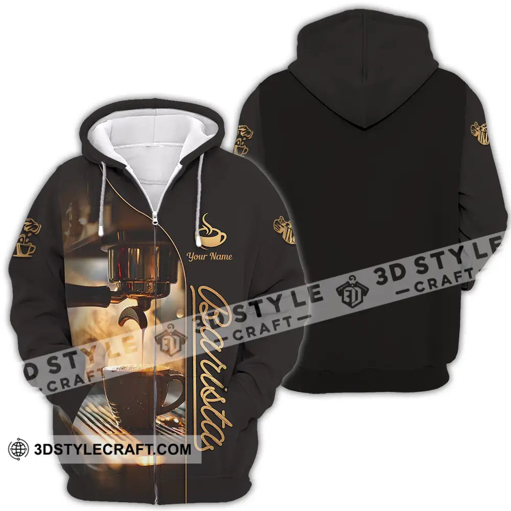 Unisex Shirt - Custom Text Shirt Barista Shirt Zipper Hoodie / S T-shirt