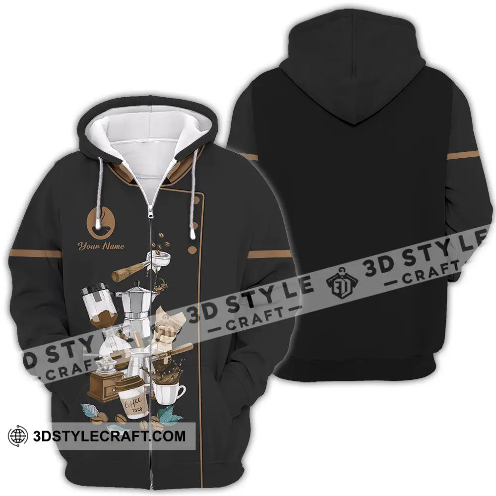 Unisex Shirt - Custom Text Shirt Barista Shirt Zipper Hoodie / S T-shirt