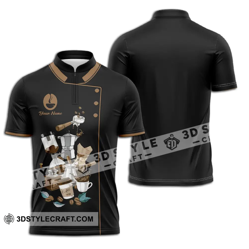 Unisex Shirt - Custom Text Shirt Barista Shirt Zipper Polo Shirt / S T-shirt