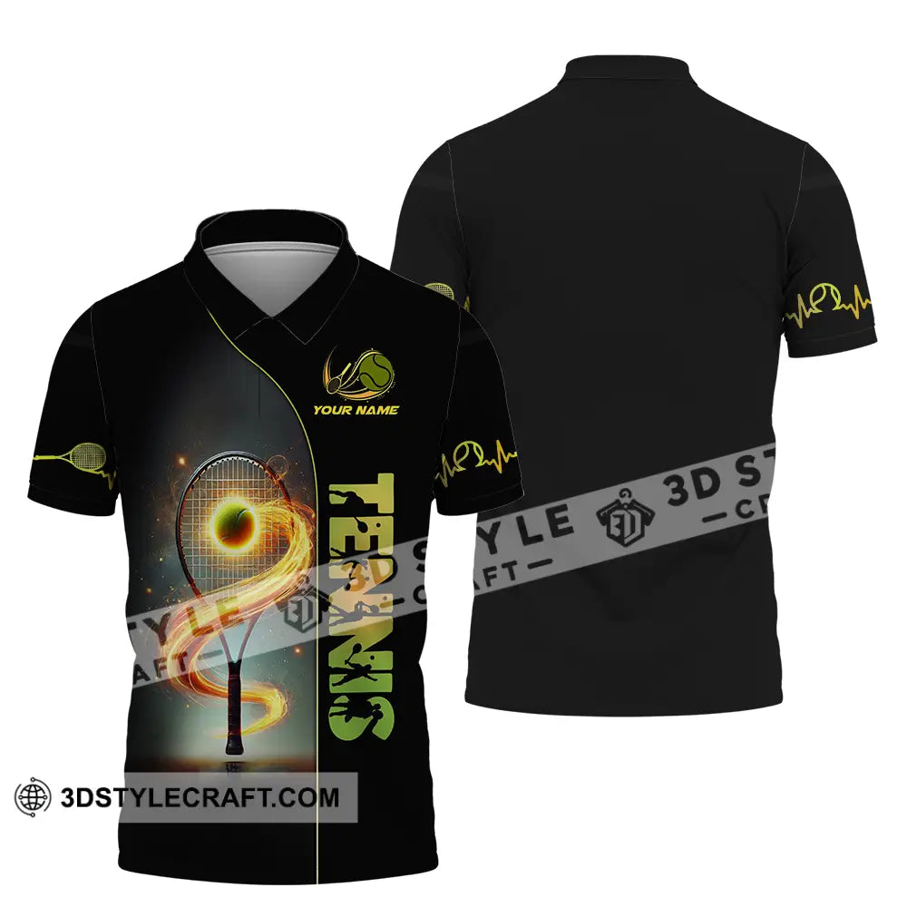 Unisex Shirt - Custom Text Burning Tennis Polo / S T-Shirt
