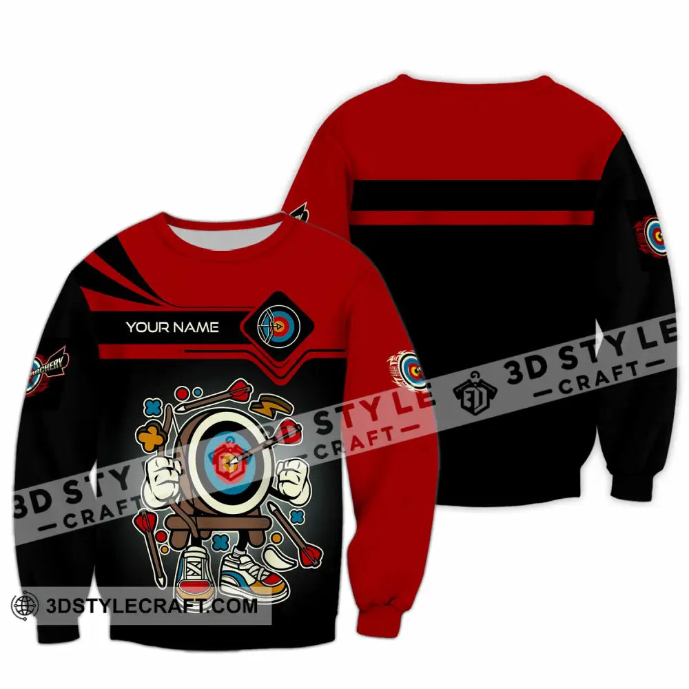 Unisex Shirt - Custom Text Cartoon Archery Long Sleeve / S T-Shirt