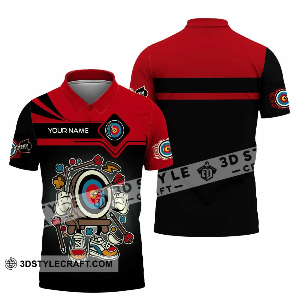 Unisex Shirt - Custom Text Cartoon Archery Polo / S T-Shirt