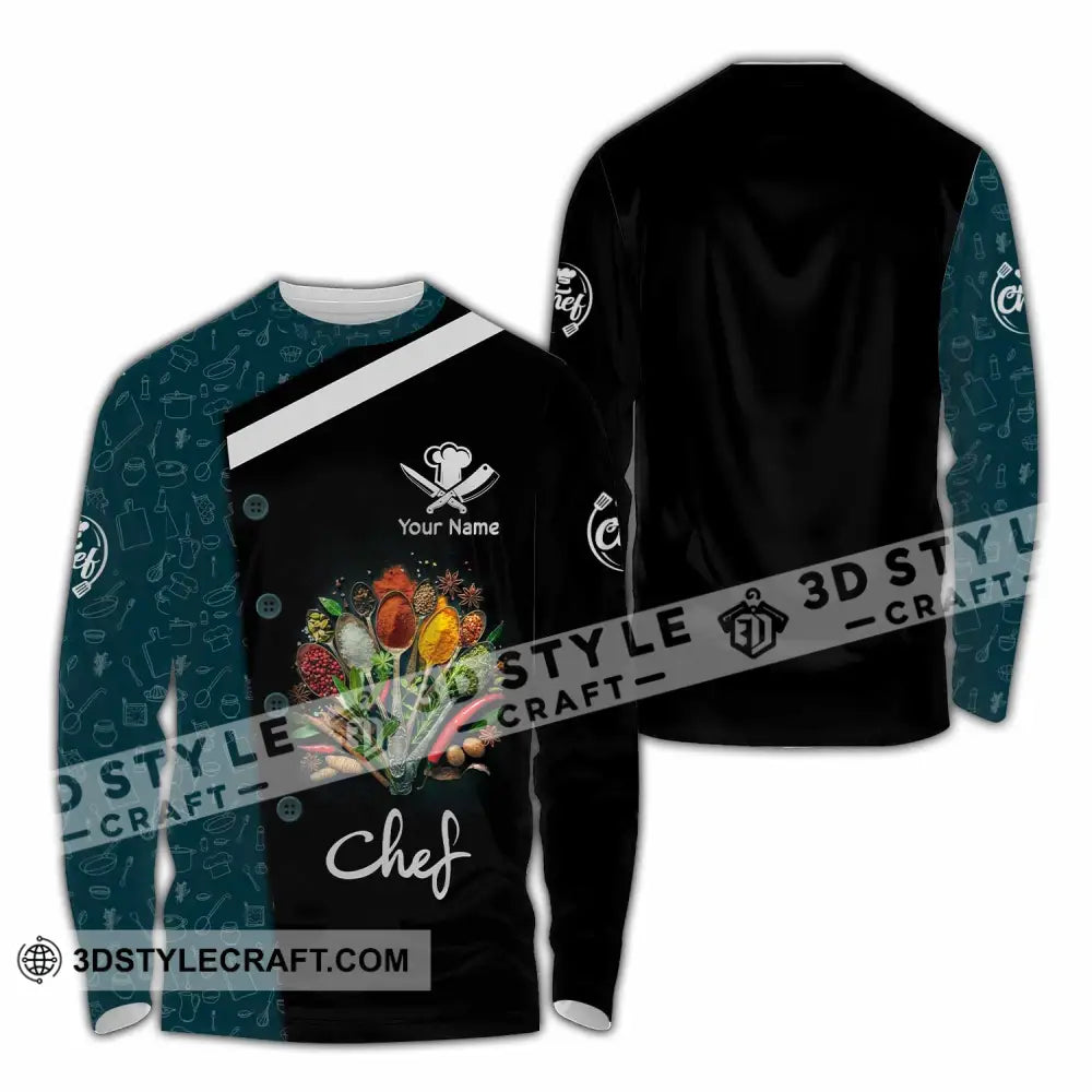 Unisex Shirt - Custom Text Shirt Chef Shirt Long Sleeve Shirt / S T-shirt