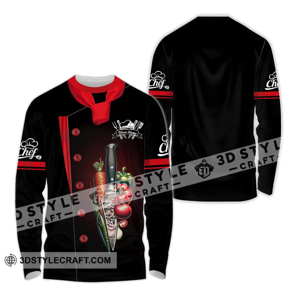Unisex Shirt - Custom Text Chef Long Sleeve / S T-Shirt