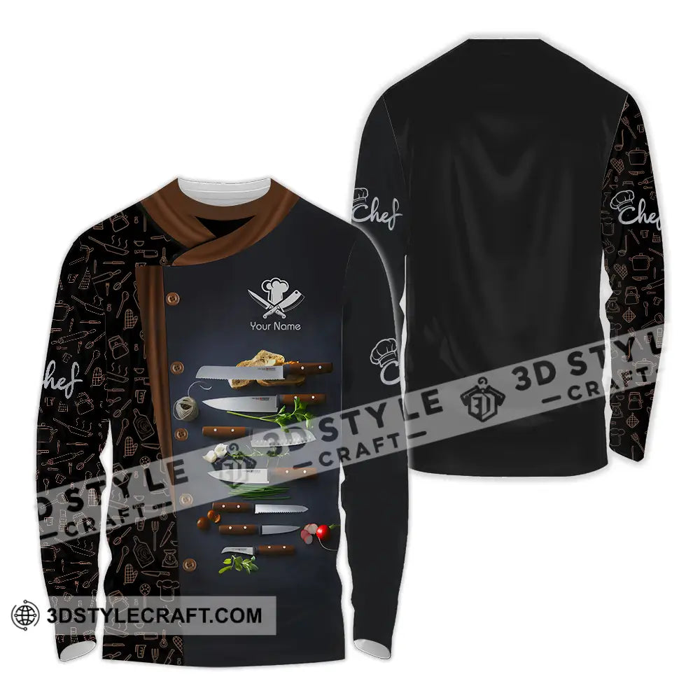 Unisex Shirt - Custom Text Chef Long Sleeve / S T-Shirt
