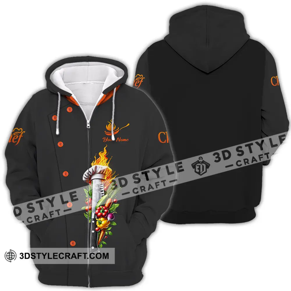 Unisex Shirt - Custom Text Chef Zipper Hoodie / S T-Shirt