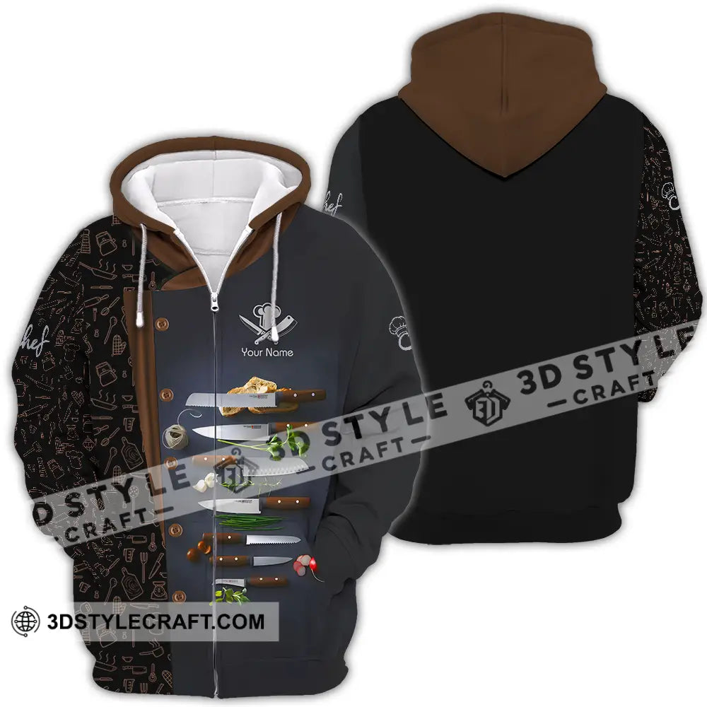 Unisex Shirt - Custom Text Chef Zipper Hoodie / S T-Shirt