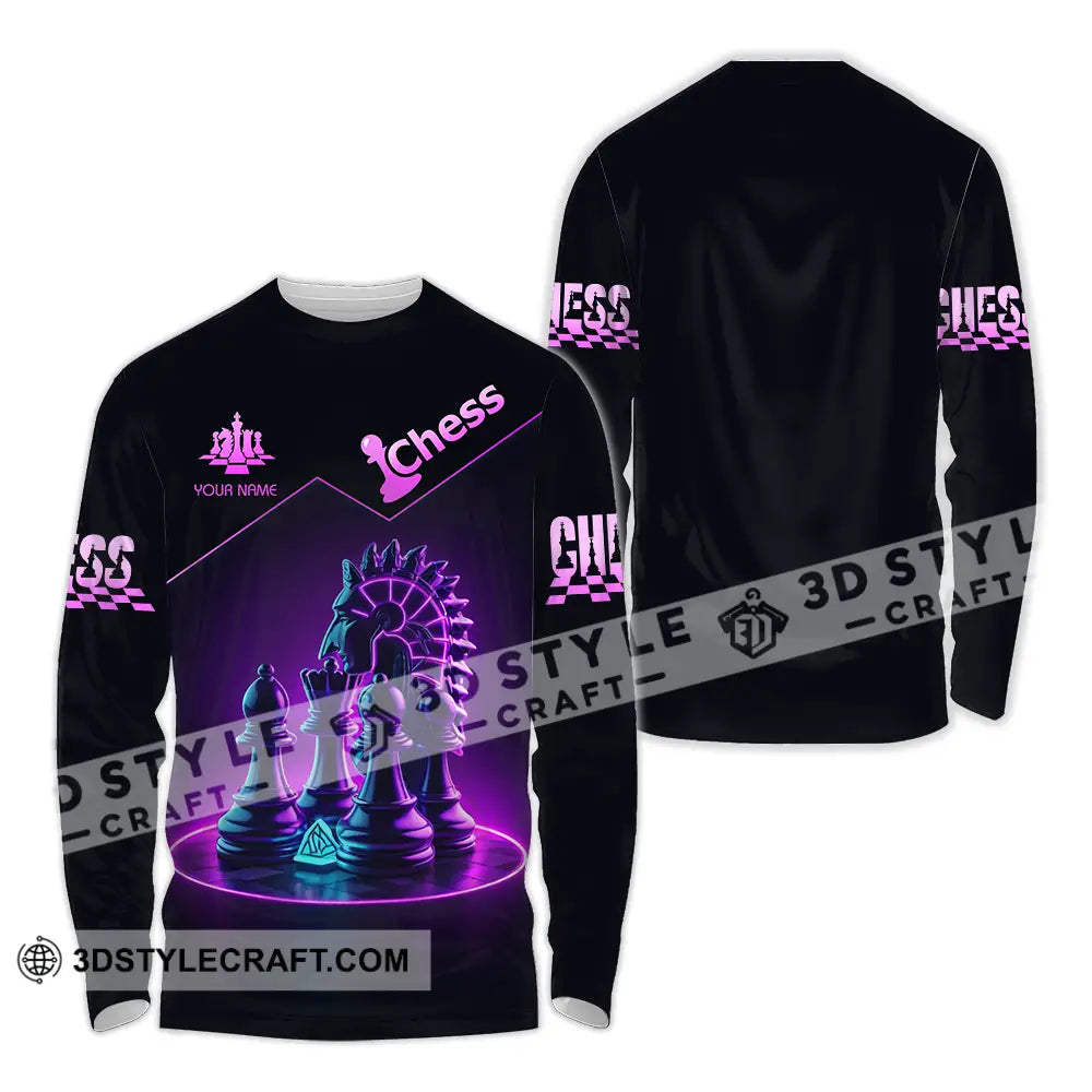Unisex Shirt - Custom Text Chess Long Sleeve / S T-Shirt