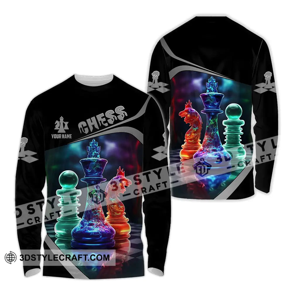 Unisex Shirt - Custom Text Chess Long Sleeve / S T-Shirt