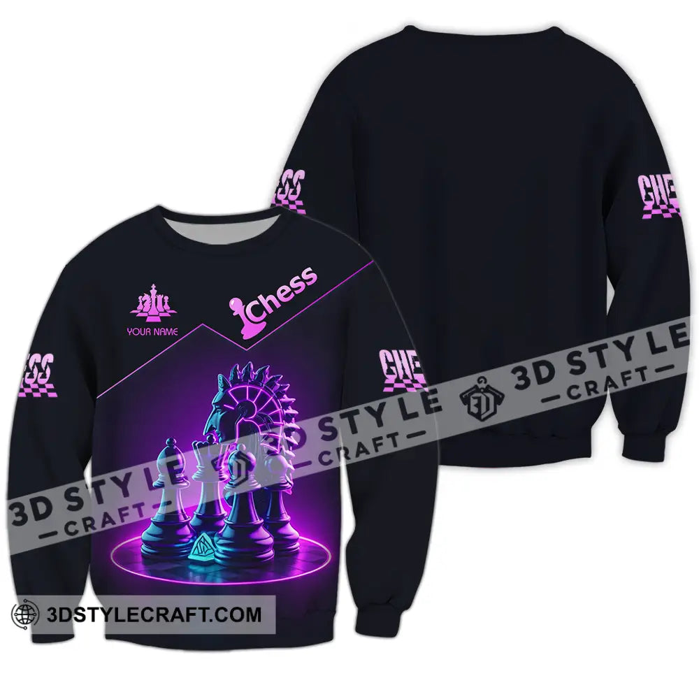 Unisex Shirt - Custom Text Chess Long Sleeve / S T-Shirt