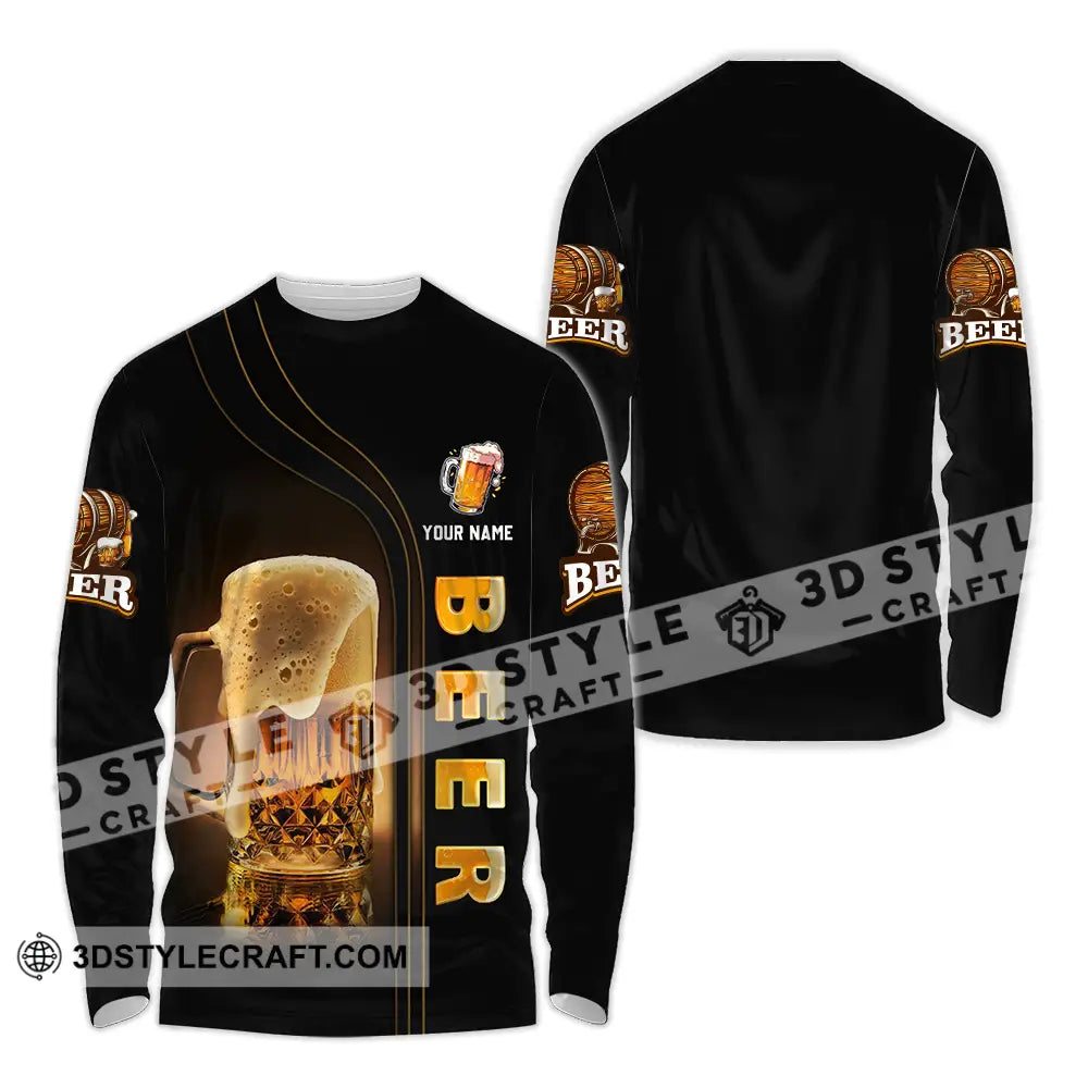 Unisex Shirt - Custom Text Shirt Chill With Beer Long Sleeve Shirt / S T-shirt