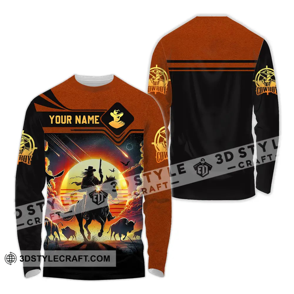 Unisex Shirt - Custom Text Cowboy Shirt Long Sleeve Shirt / S T-shirt