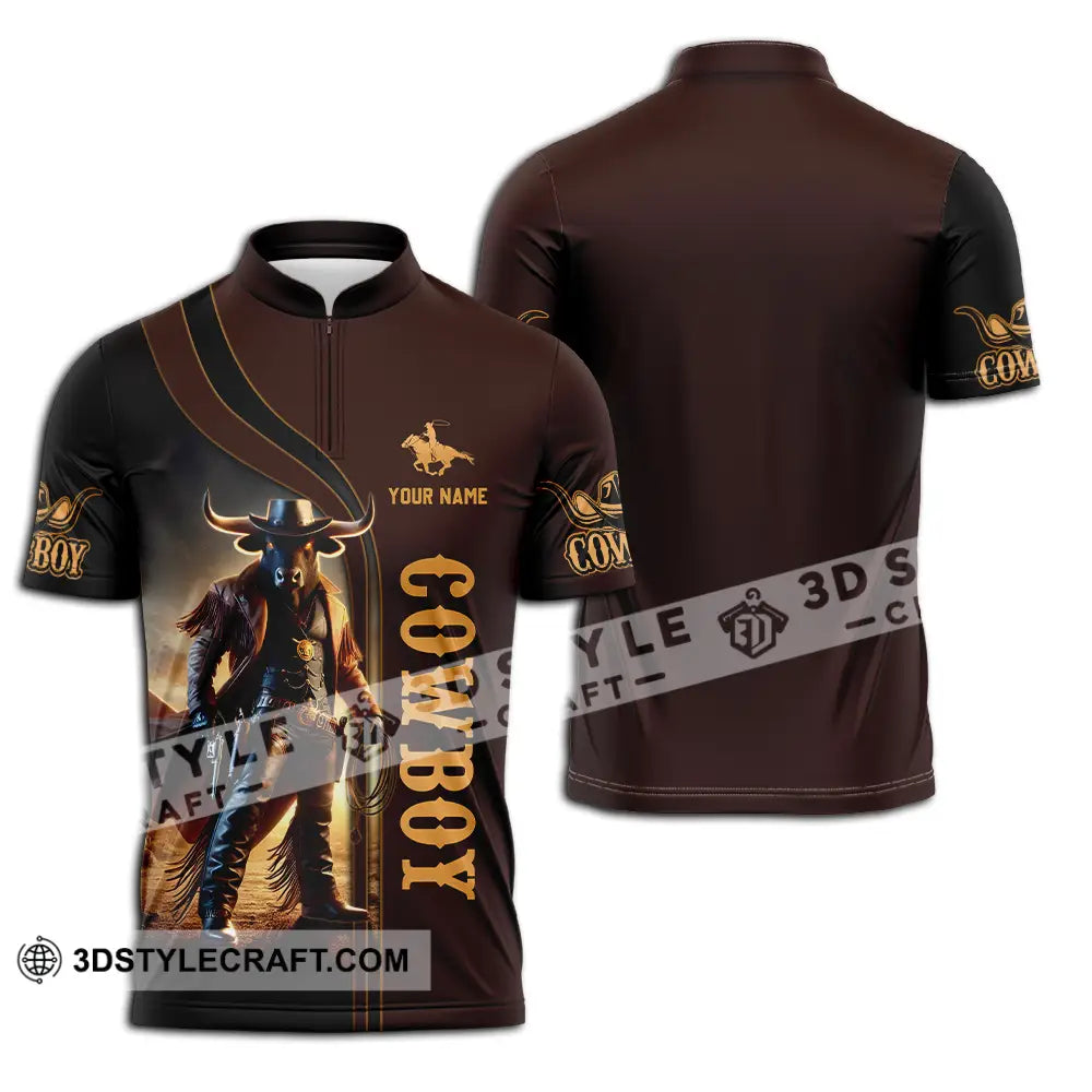 Unisex Shirt - Custom Text Cowboy Zipper Polo / S T-Shirt