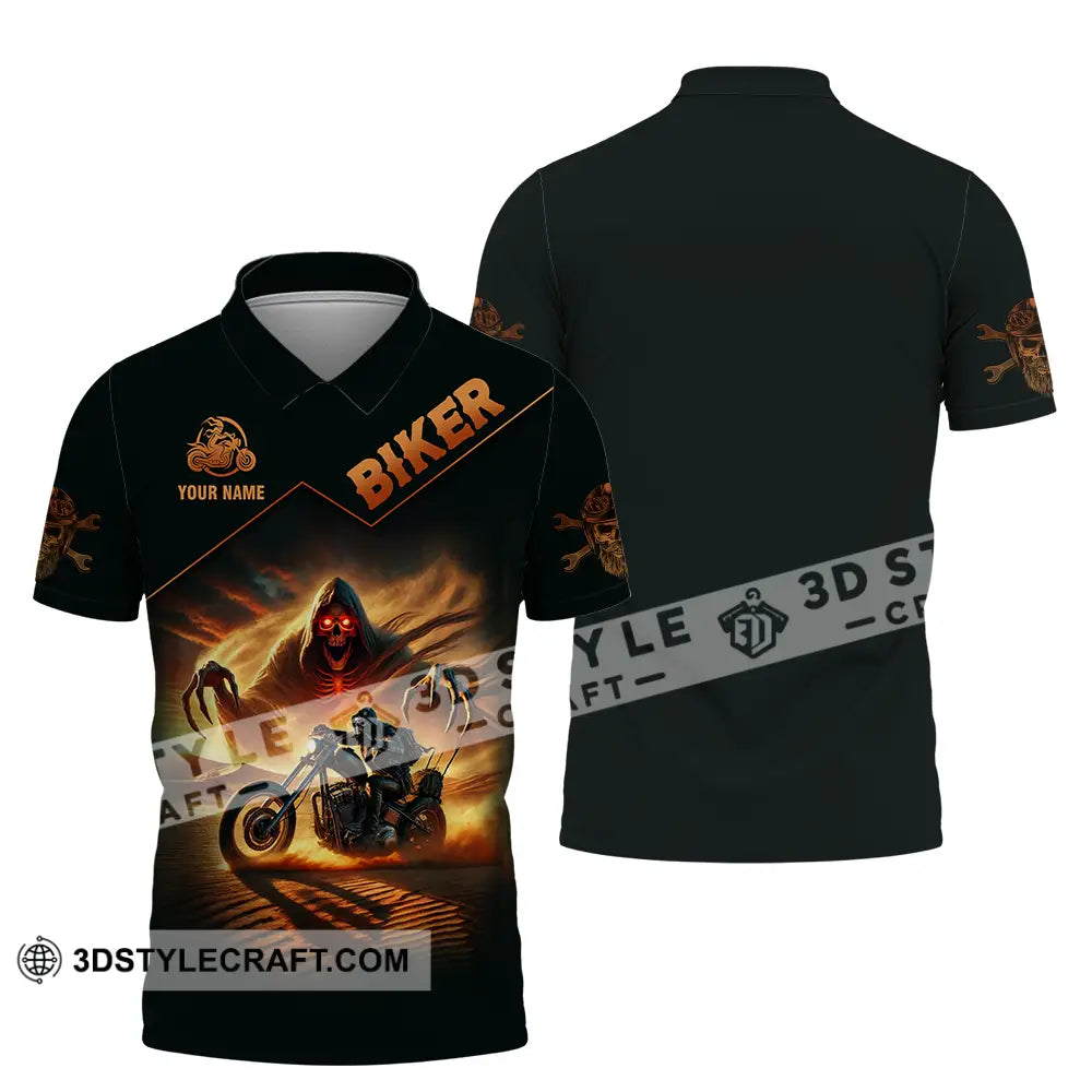 Unisex Shirt - Custom Text Death Biker Polo / S T-Shirt