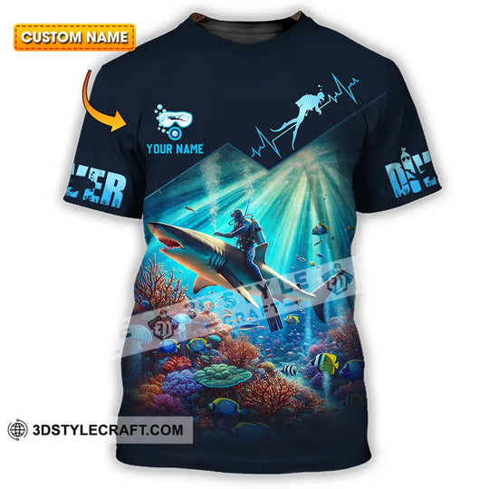Unisex Shirt - Custom Text Shirt Diver Lover style option 1