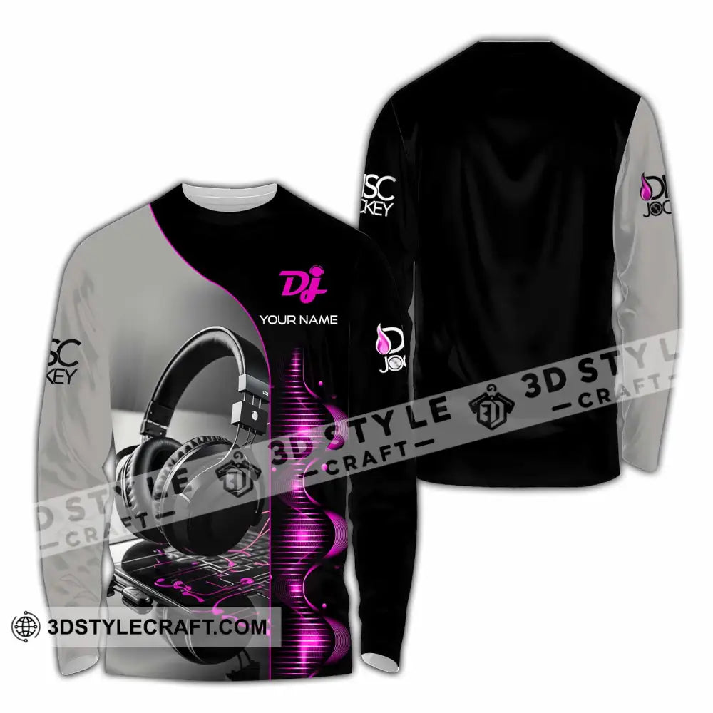 Unisex Shirt - Custom Text Dj Long Sleeve / S T-Shirt