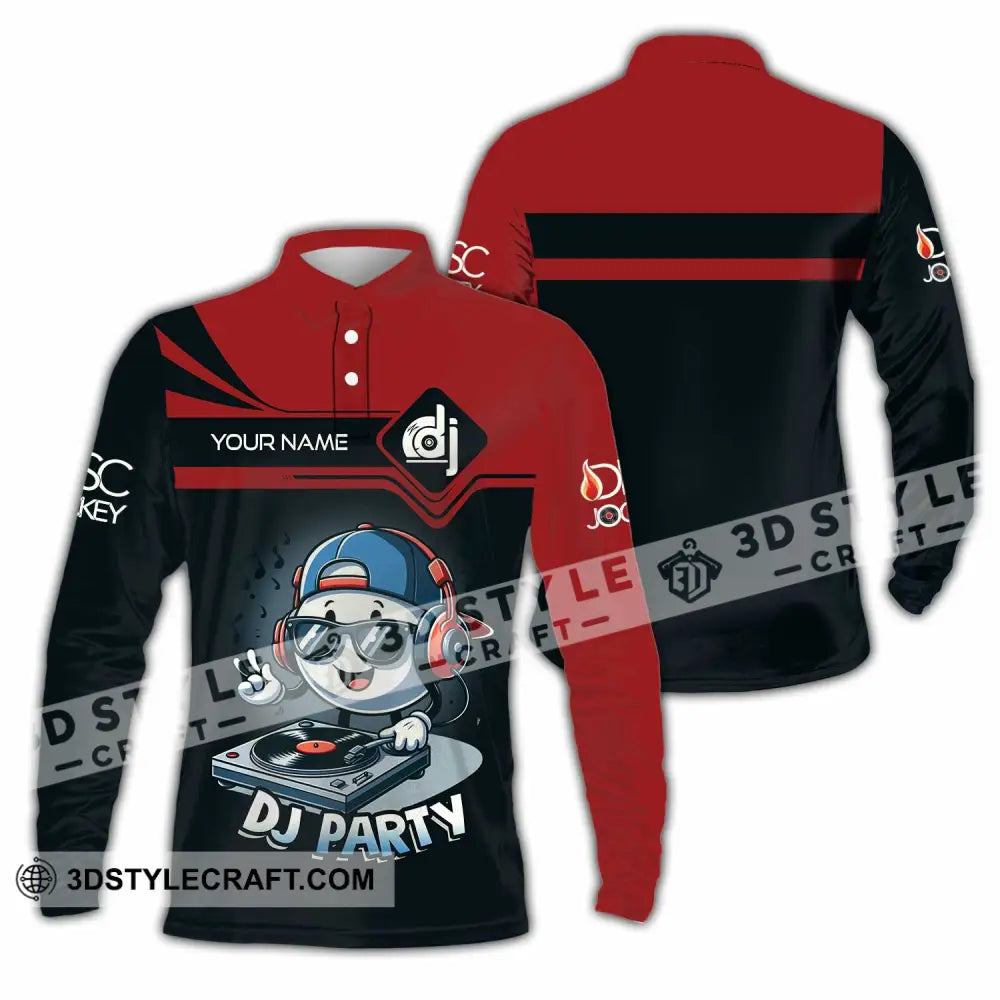 Unisex Shirt - Custom Text Shirt DJ Party Shirt Long Sleeve Polo / S T-shirt