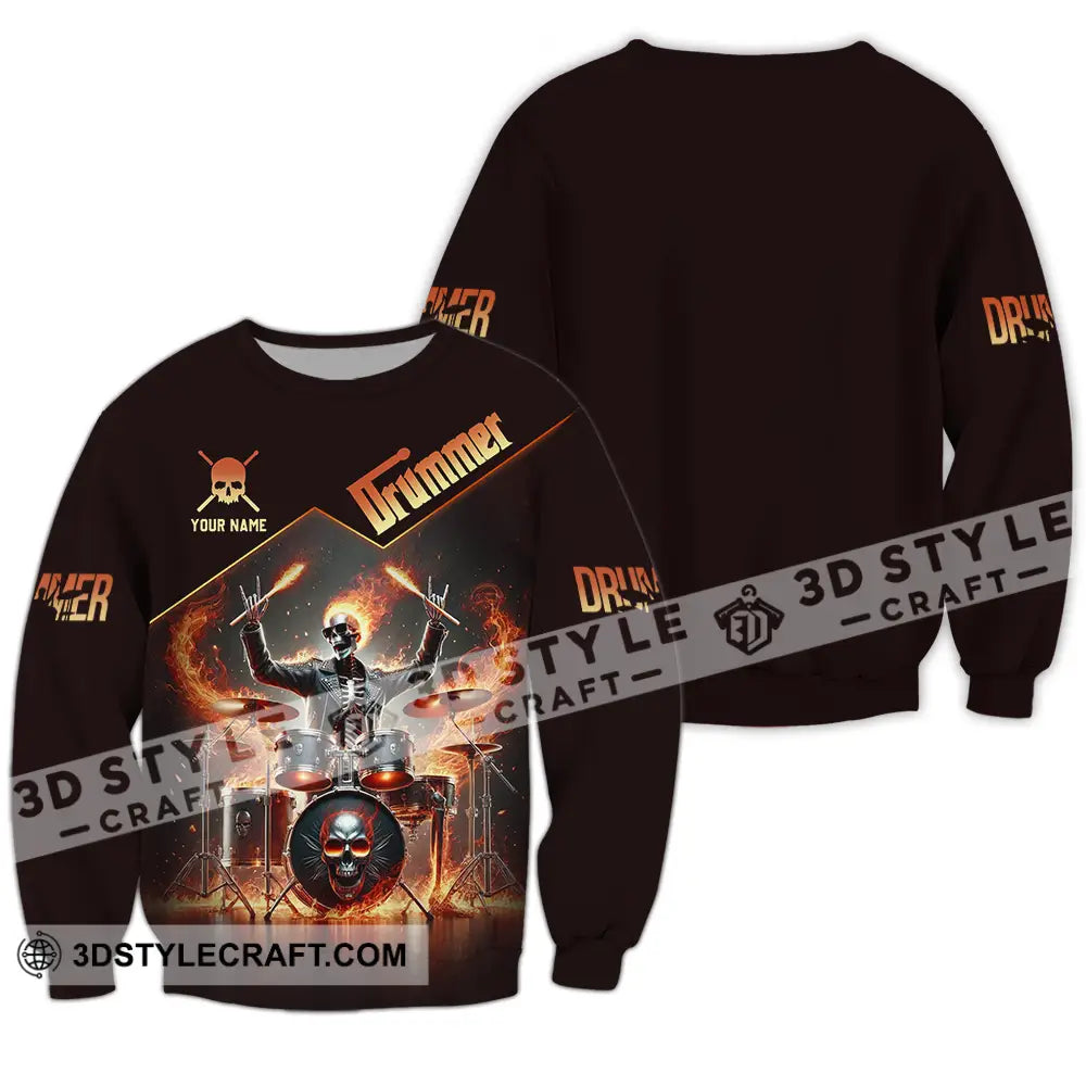 Unisex Shirt - Custom Text Drummer Long Sleeve / S T-Shirt