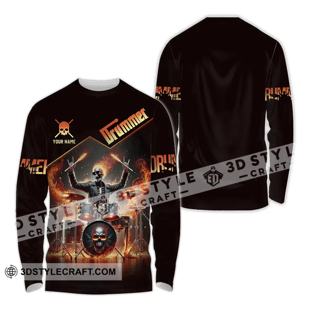 Unisex Shirt - Custom Text Drummer Long Sleeve / S T-Shirt