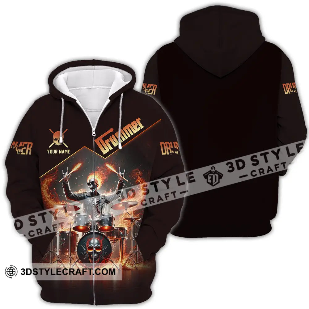 Unisex Shirt - Custom Text Drummer Zipper Hoodie / S T-Shirt