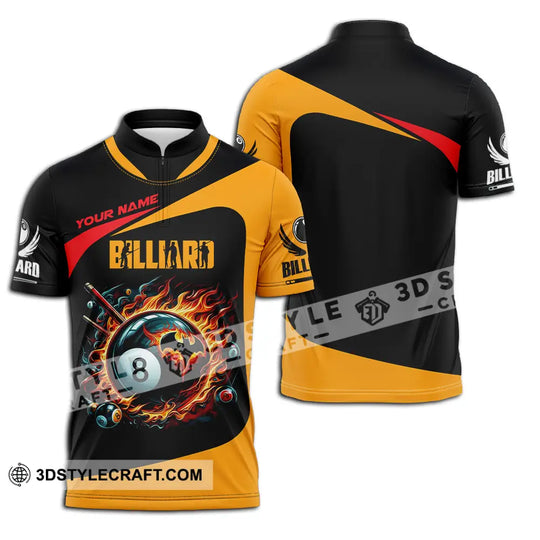 Unisex Shirt - Custom Text Fire Billiards Ball Player Sport Shirt style option 1