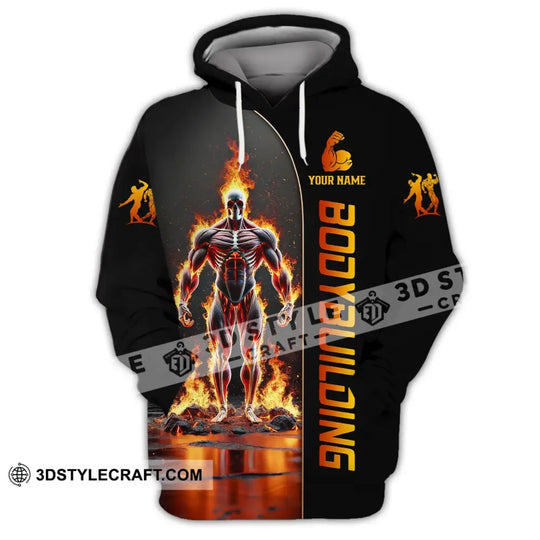 Unisex Shirt - Custom Text Shirt Fire Bowling Man style option 2
