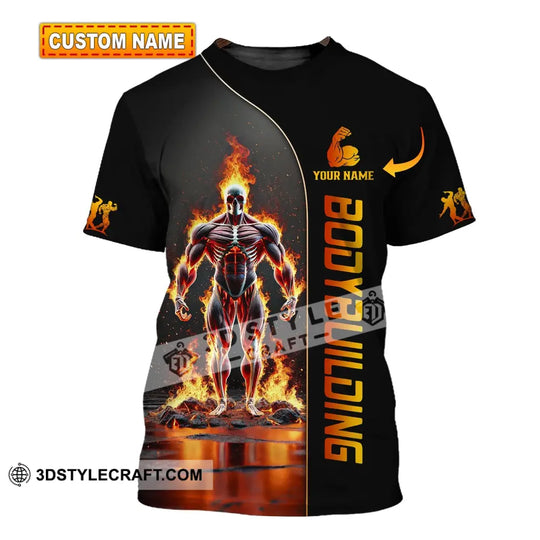 Unisex Shirt - Custom Text Shirt Fire Bowling Man style option 1