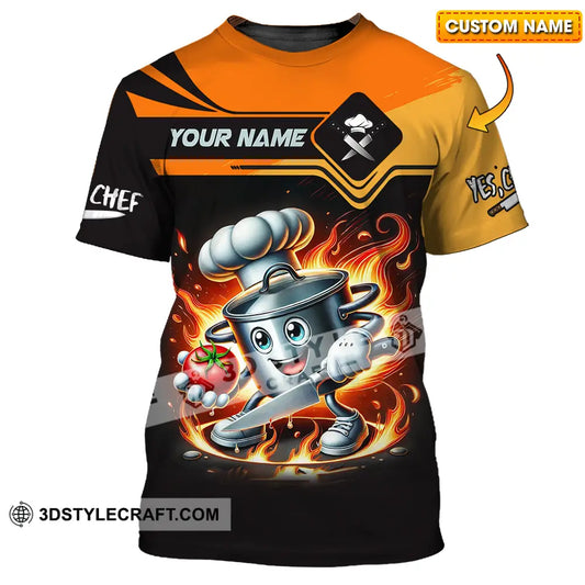 Unisex Shirt - Custom Text Fire Chef T-Shirt