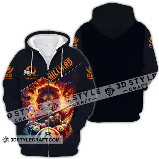 Unisex Shirt - Custom Text Fire Lion Billiards Ball Player Sport Shirt style option 4