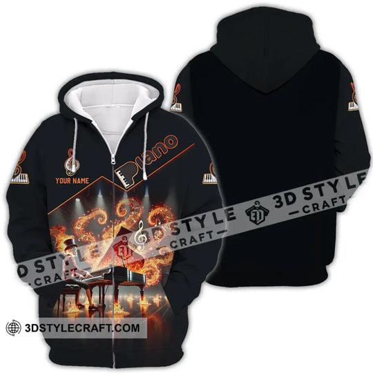 Unisex Shirt - Custom Text Shirt Fire Piano style option 4