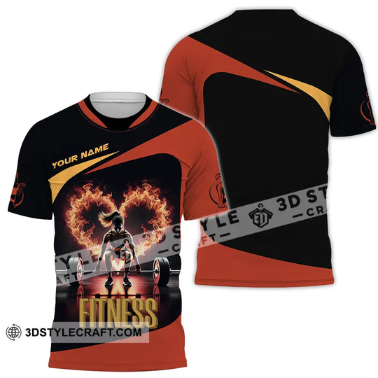 Unisex Shirt - Custom Text Shirt Fitness Fire Heart style option 2