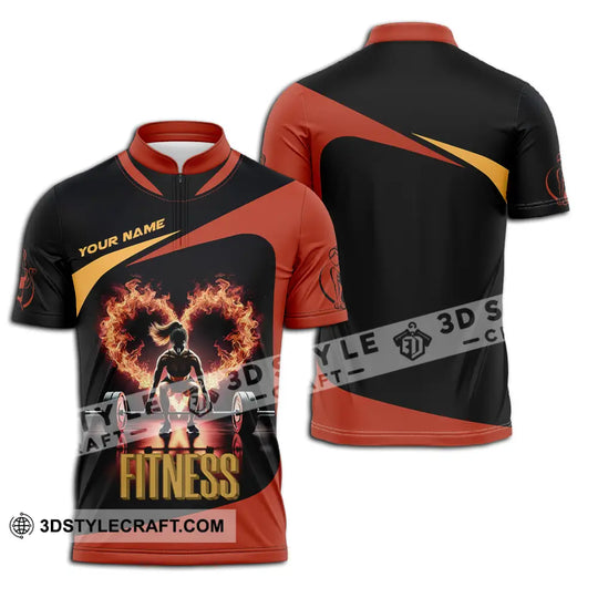 Unisex Shirt - Custom Text Shirt Fitness Fire Heart style option 3