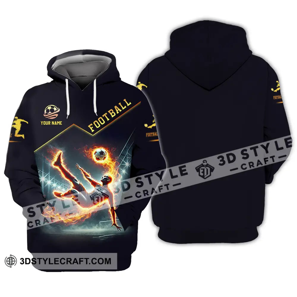 Unisex Shirt - Custom Text Football Fire Man Hoodie / S T-Shirt