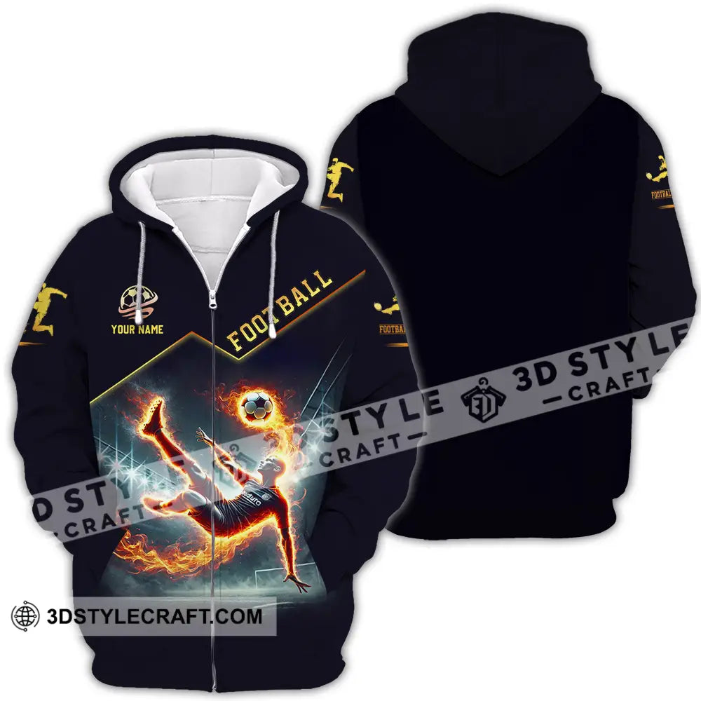 Unisex Shirt - Custom Text Football Fire Man Zipper Hoodie / S T-Shirt