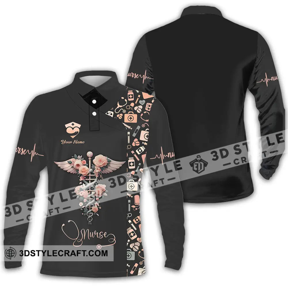 Unisex Shirt - Custom Text Shirt For Nurse Nurselife Nursing Long Sleeve Polo / S T-shirt