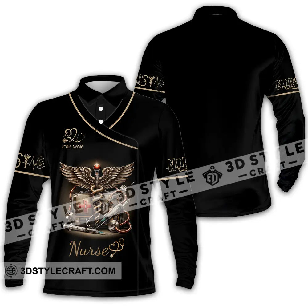 Unisex Shirt - Custom Text Shirt For Nurse Nurselife Nursing Long Sleeve Polo / S T-shirt