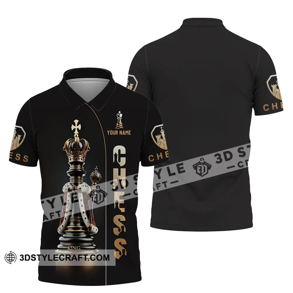 Unisex Shirt - Custom Text Golden Chess Polo / S T-Shirt