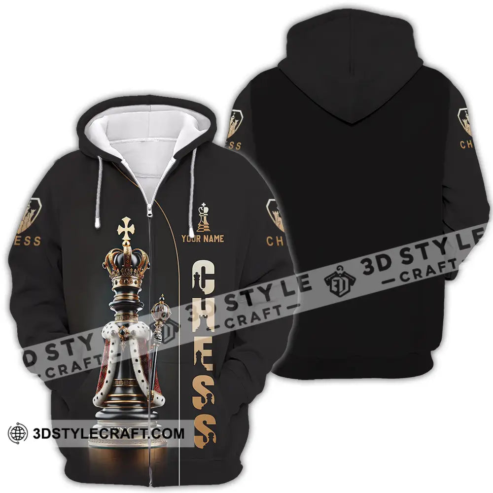 Unisex Shirt - Custom Text Golden Chess Zipper Hoodie / S T-Shirt