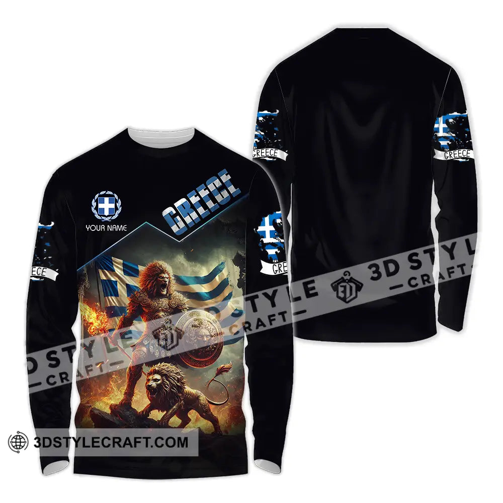 Unisex Shirt - Custom Text Greece Long Sleeve / S T-Shirt