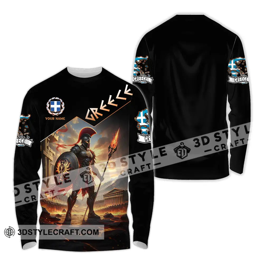 Unisex Shirt - Custom Text Greece Long Sleeve / S T-Shirt