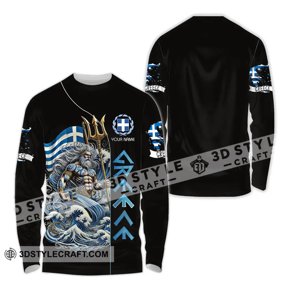 Unisex Shirt - Custom Text Greece Long Sleeve / S T-Shirt
