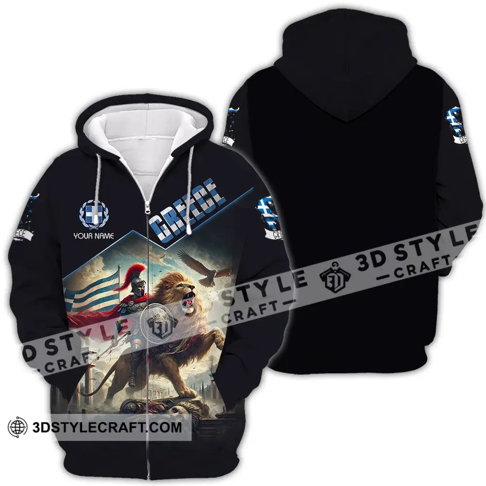Unisex Shirt - Custom Text Greece Zipper Hoodie / S T-Shirt