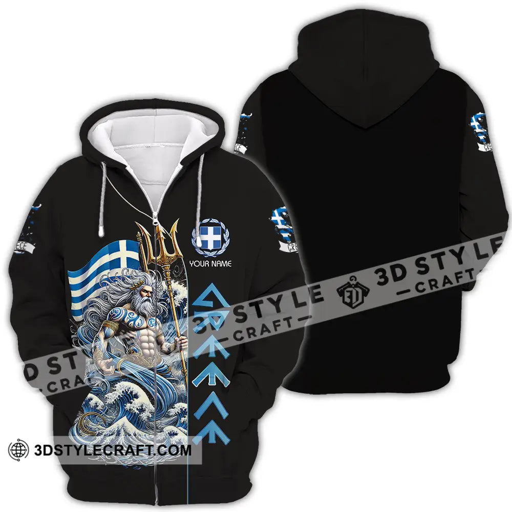 Unisex Shirt - Custom Text Greece Zipper Hoodie / S T-Shirt