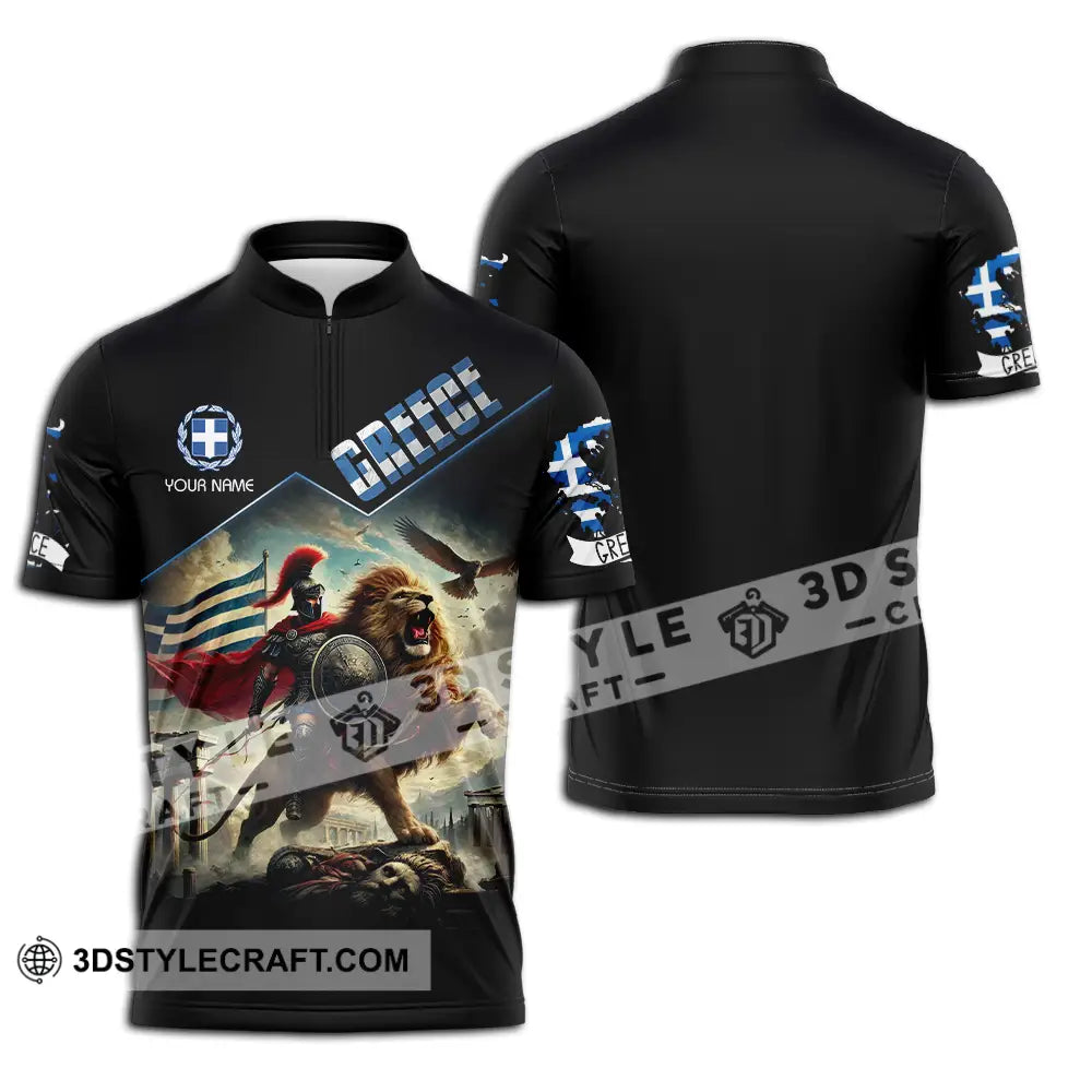Unisex Shirt - Custom Text Greece Zipper Polo / S T-Shirt