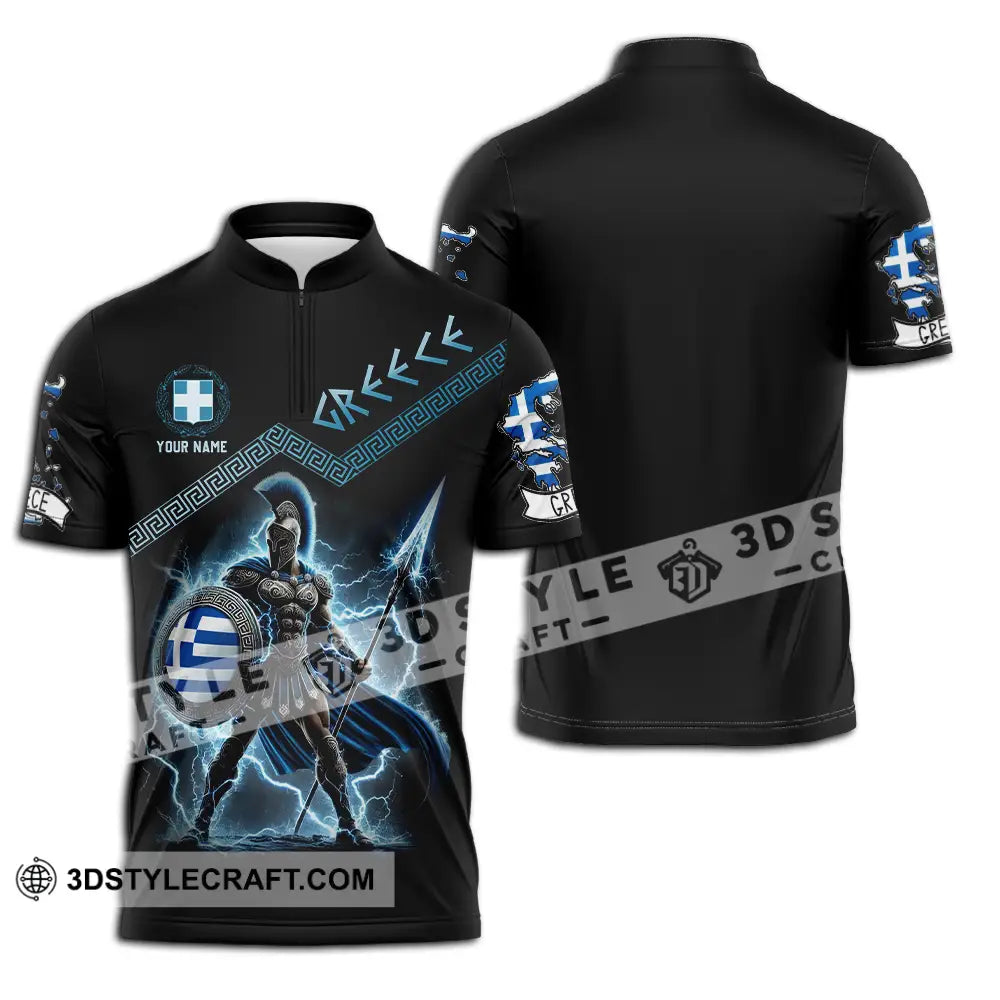 Unisex Shirt - Custom Text Greece Zipper Polo / S T-Shirt